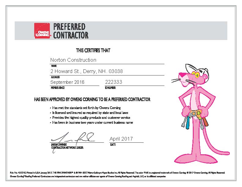 Owens Corning Roofing Services NH
